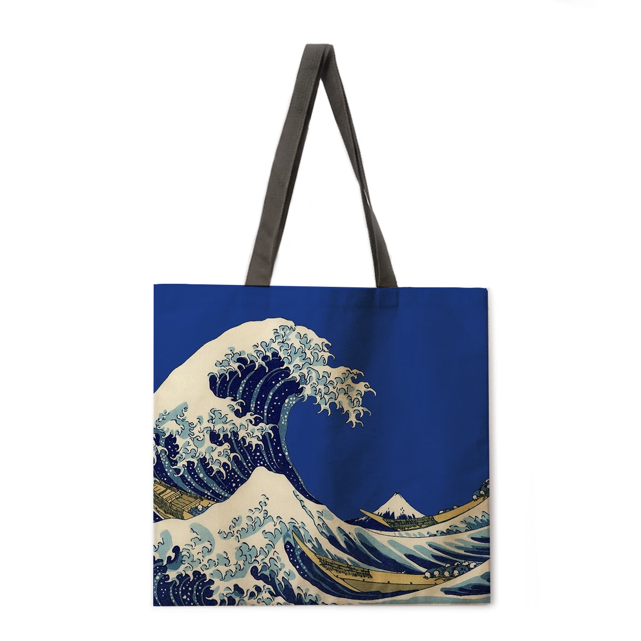 

Ukiyo-e Linen Bag Handbag Shoulder Bag Large Capacity Eco friendly Shopping Bag Handbag