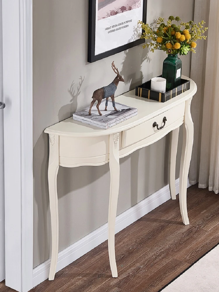 American Light Luxury Semicircle against the Wall Console Simple European Console Tables Entrance Aisle Curio Cabinet