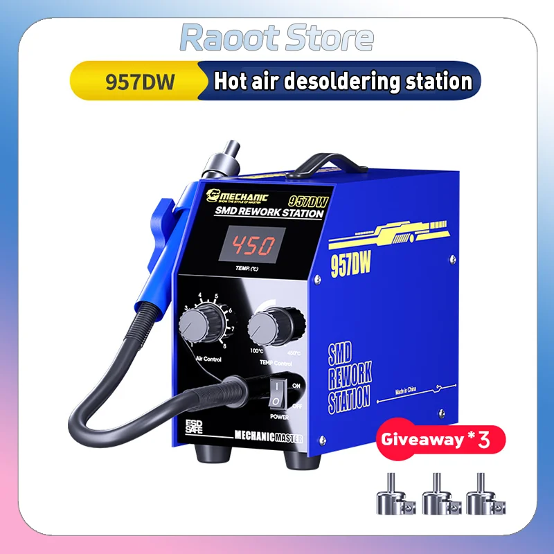 MECHANIC 957DW Rework Station Two-scroll Hot Air Gun for Heating Main Board Tin Solder Repair Desoldering Station SMD Tools