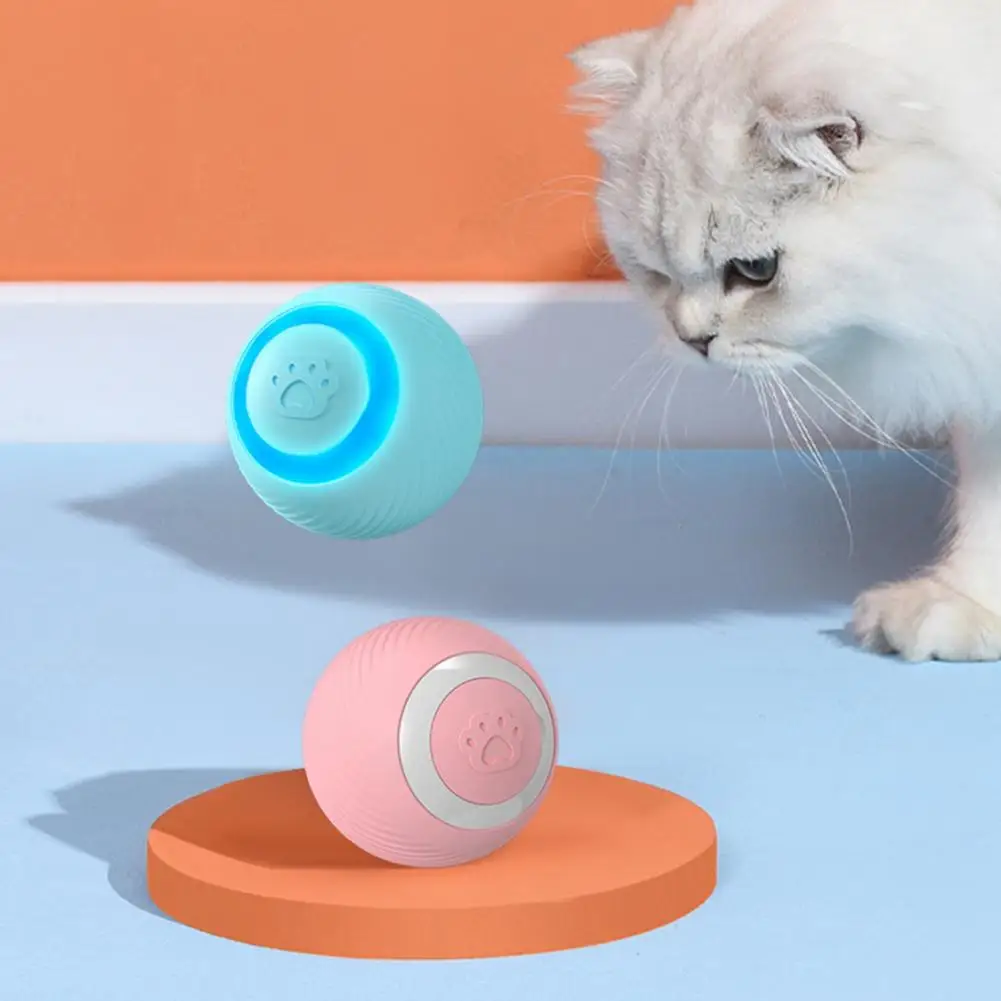 Cat Ball Toy Obstacle Avoiding Cat Toy Usb Rechargeable Cat Toy Ball with Led Light Self-moving Rotatable for Indoor for Kitten