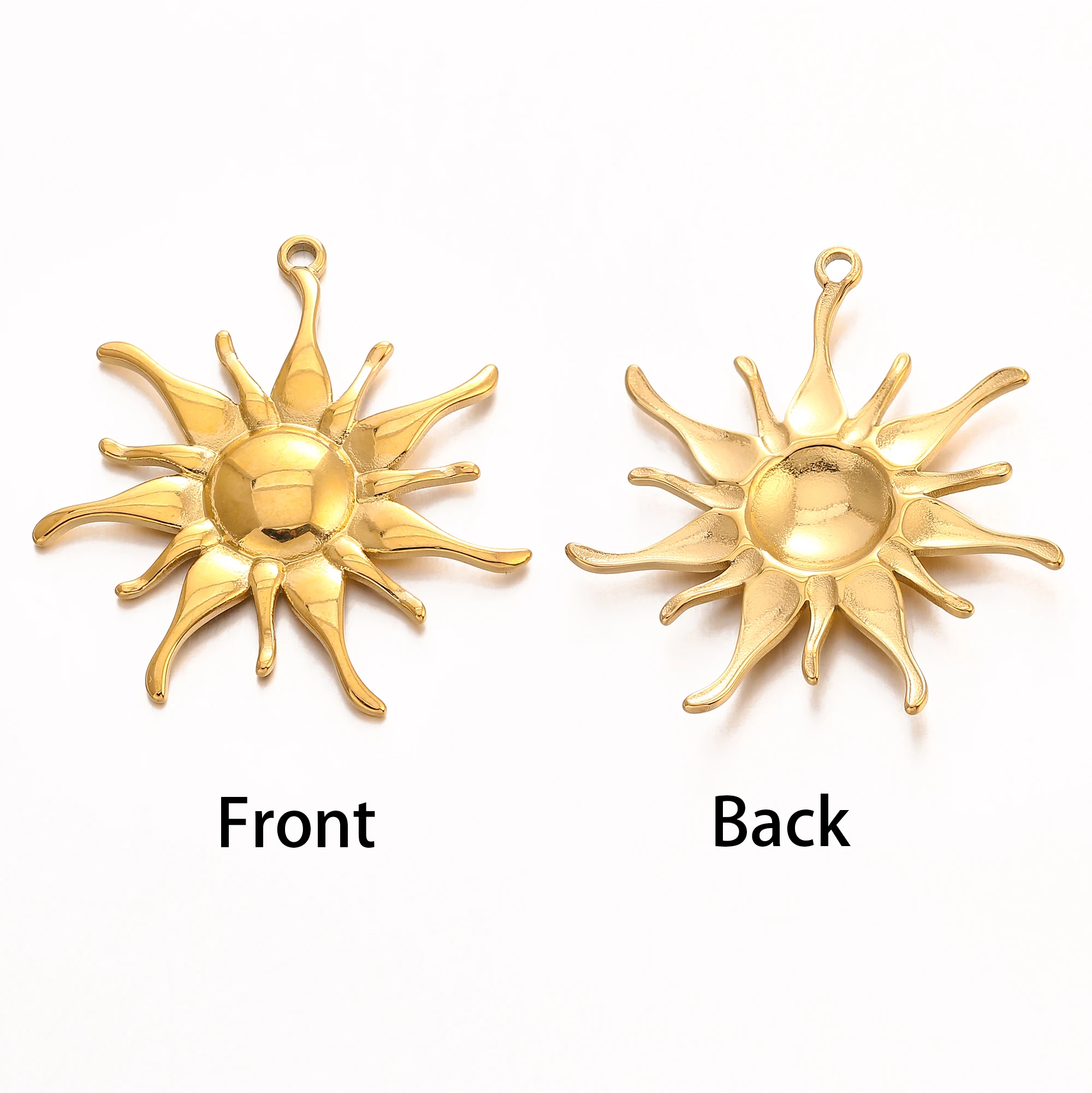 3PC Stainless Steel Sun Flower Charm Bohemian Sun Pendant For Jewelry Making Cute Gold Color Diy Earrings Necklace Accessories
