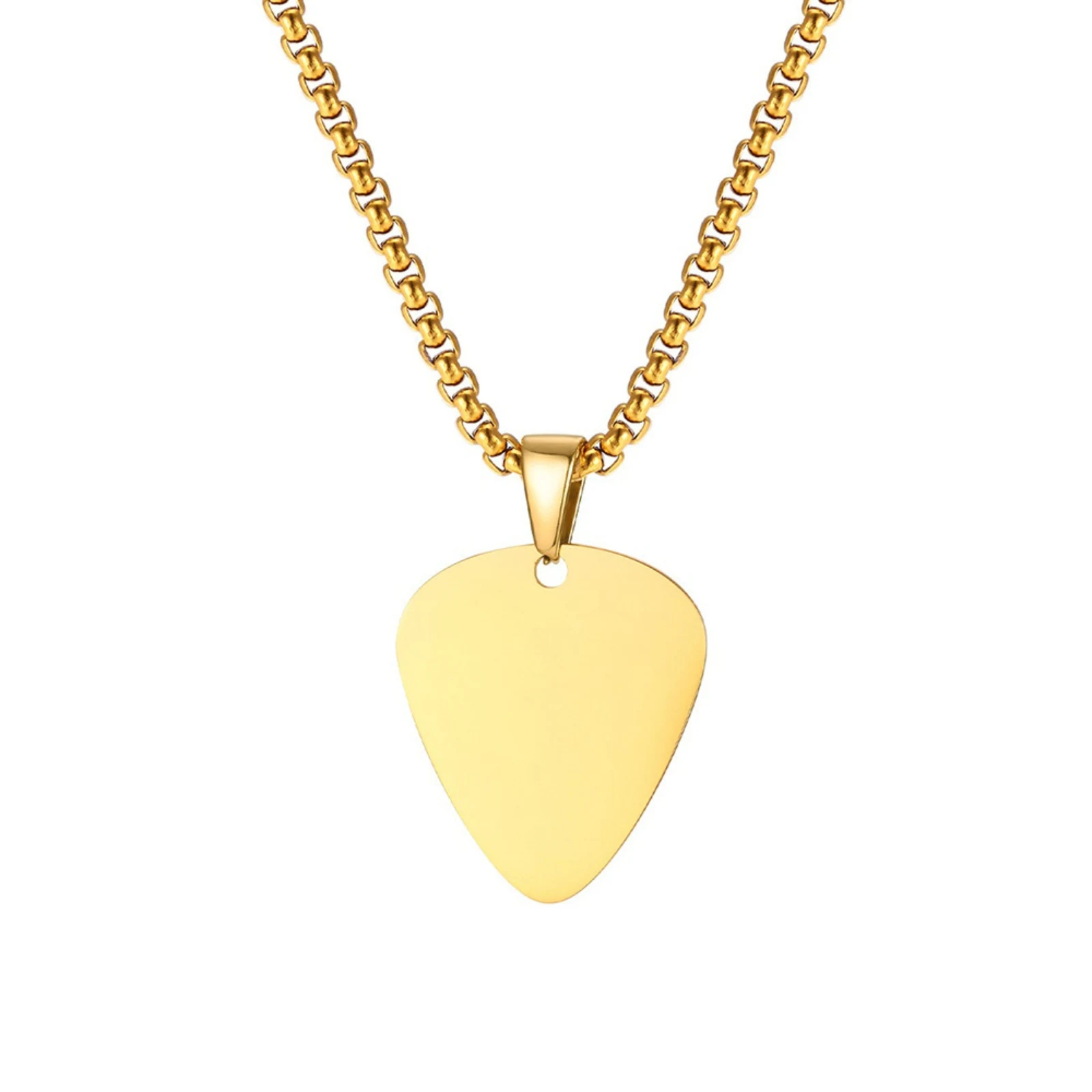 Edelstahl-Gitarrenplektrum-Anhänger-Halskette Rock-Musik-Schmuck Geschenk für Männer und Frauen – Detail 2