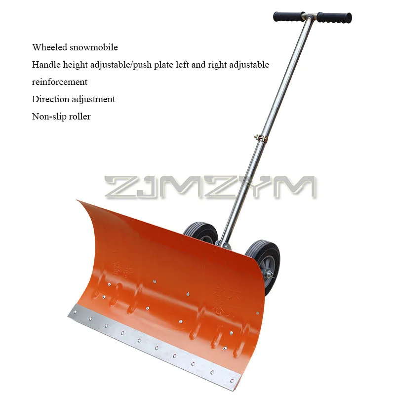 Wheeled Hand Push Snow Shovel With Wheels Rolling For Driveway Decks Doorway Sidewalks Handle Snow Removal Tool Gardening Tools