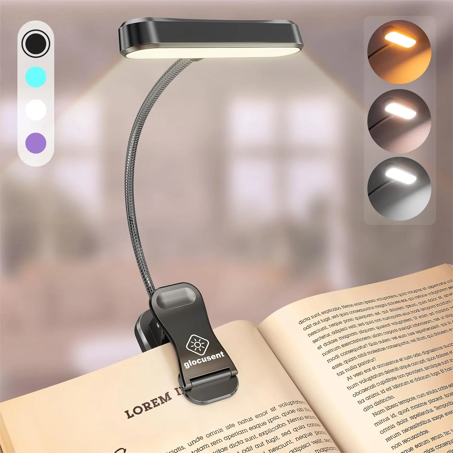 

Horizontal Book Light For Reading In Bed Eye Caring 3 Colors 5 Brightness Rechargeable Long Lasting Portable Lightweight 1.8Oz For Book Lovers