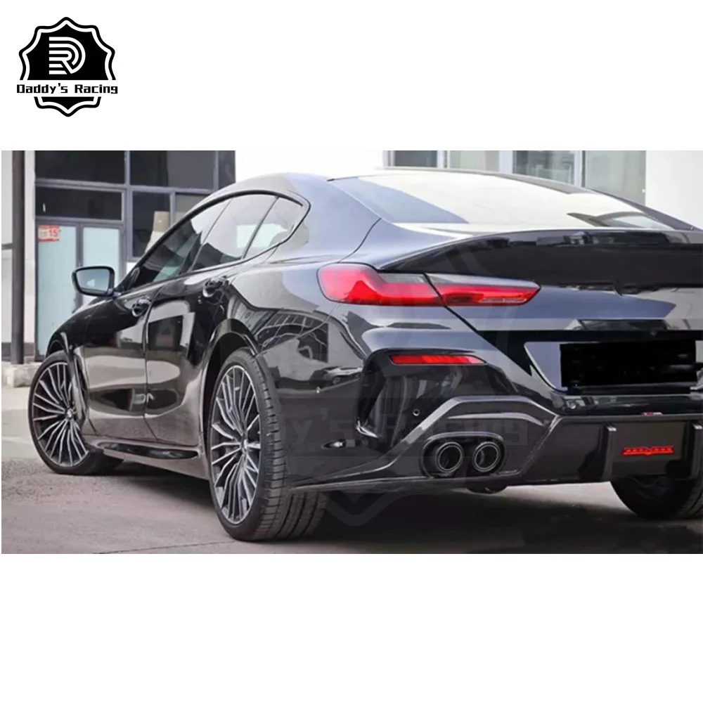 TK Style Dry Carbon Fiber Rear Bumper Diffuser Lip Fit For G14 G15 8 Series 2019-2022 With LED High Quality