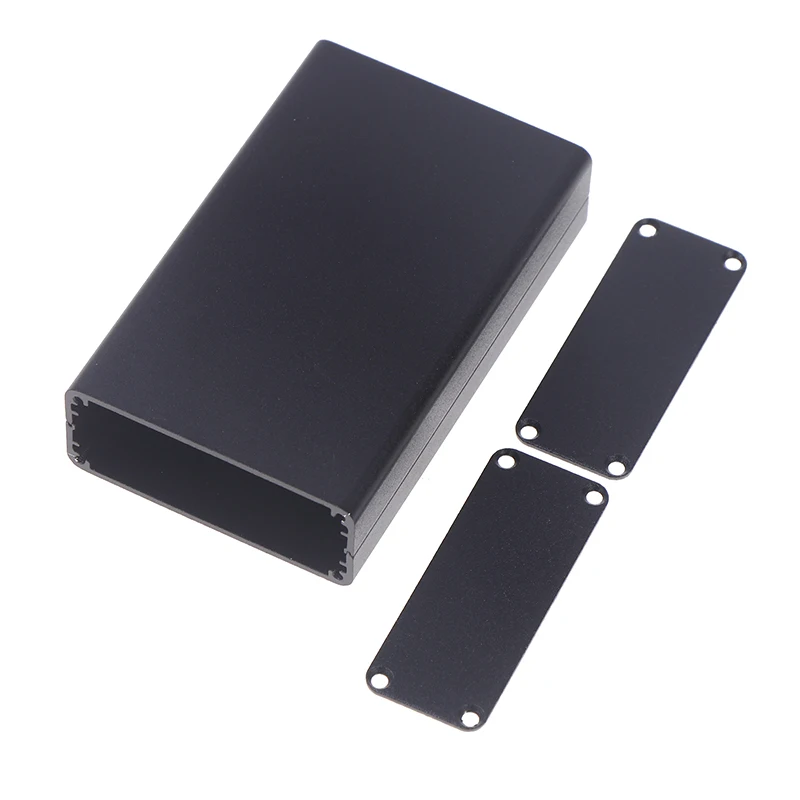 Aluminum PCB Instrument Box Enclosure Electronic Project Case Panels Screws DIY Built-in Grooves Black 80x50x20mm