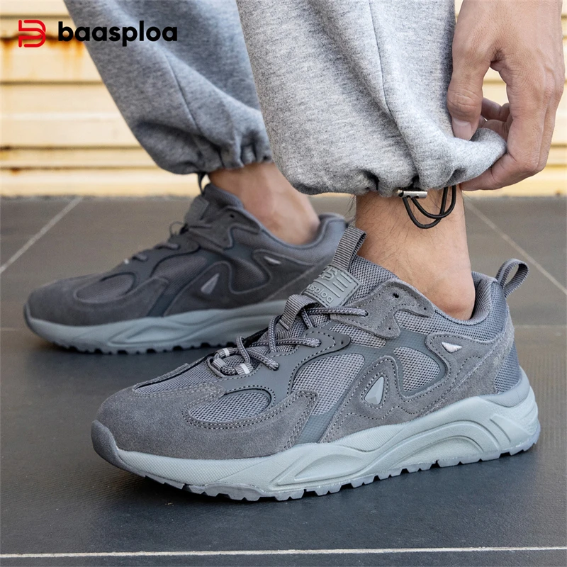 

Baasploa 2025 New Men Sport Sneakers Lightweight Casual Sneakers Comfortable Mesh Running Shoes Male Breathable Tenis Walking