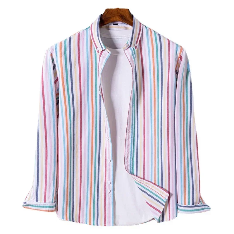 Striped Shirts Men Casual Summer Short Sleeve Shirts Slim Fit Outwear Shirts