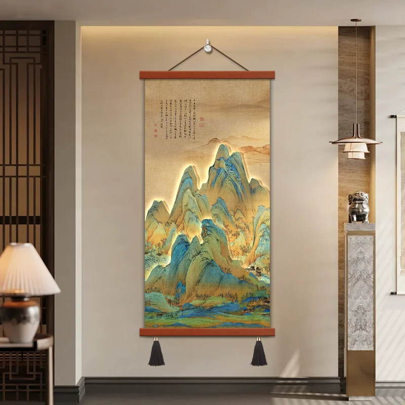 Wall Art Home Decor A Thousand Li Landscape Painting Hanging Scroll Song Dynasty Shan Shui for Entryway Living Room Office