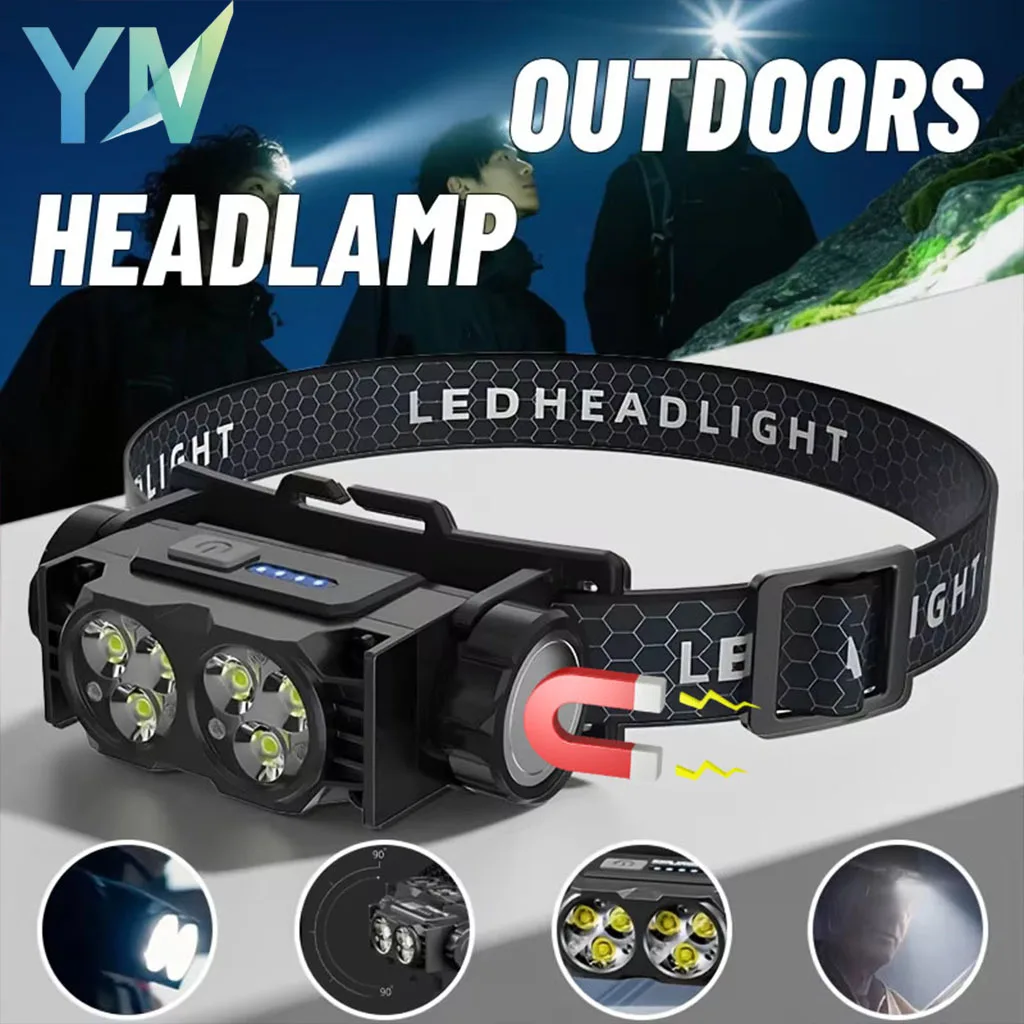 

Профессиональный светодиодный налобный фонарь, супер яркий перезаряжаемый водонепроницаемый светильник для ночной рыбалки, кемпинга и строительной работы