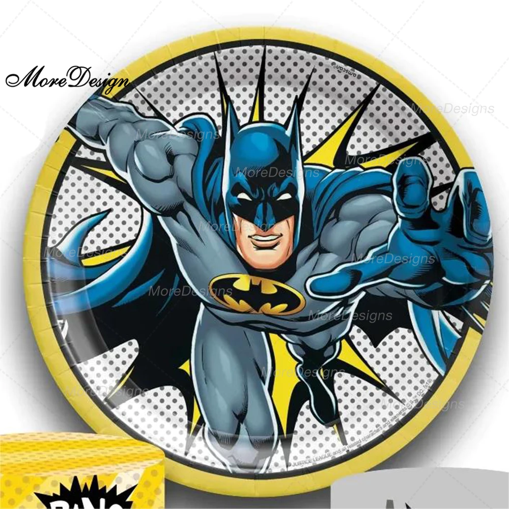 Cartoon Batman Photo Backdrop Boys Hero Dream Birthday Party City Building Round & Cylinder Covers Fabric Photography Background