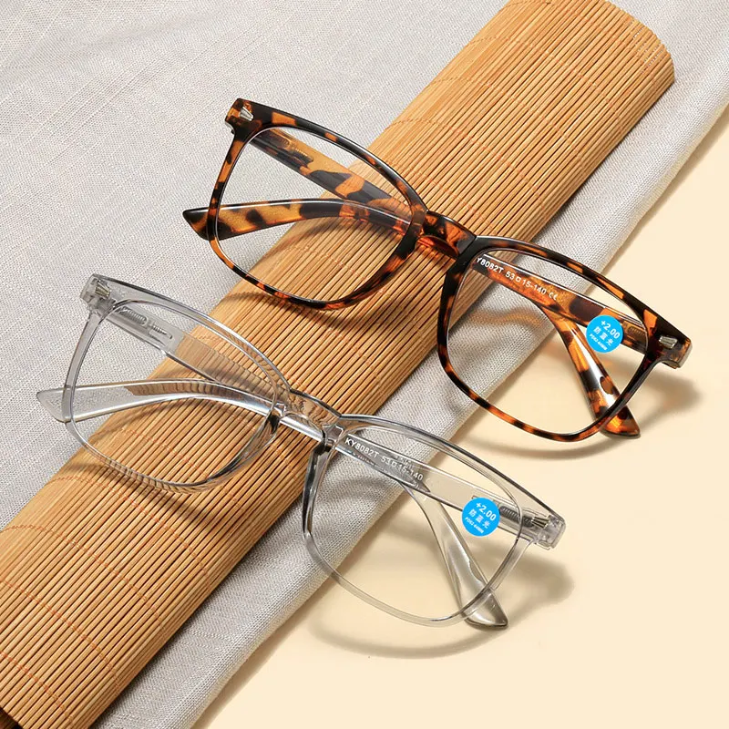 Fashion Large Frame Anti Blue Light Spring Leg Reading Glasses Women Men Unisex Diopter 0 +1.0 +1.5 +2.0 +2.5 +3.0 +3.5 +4.0