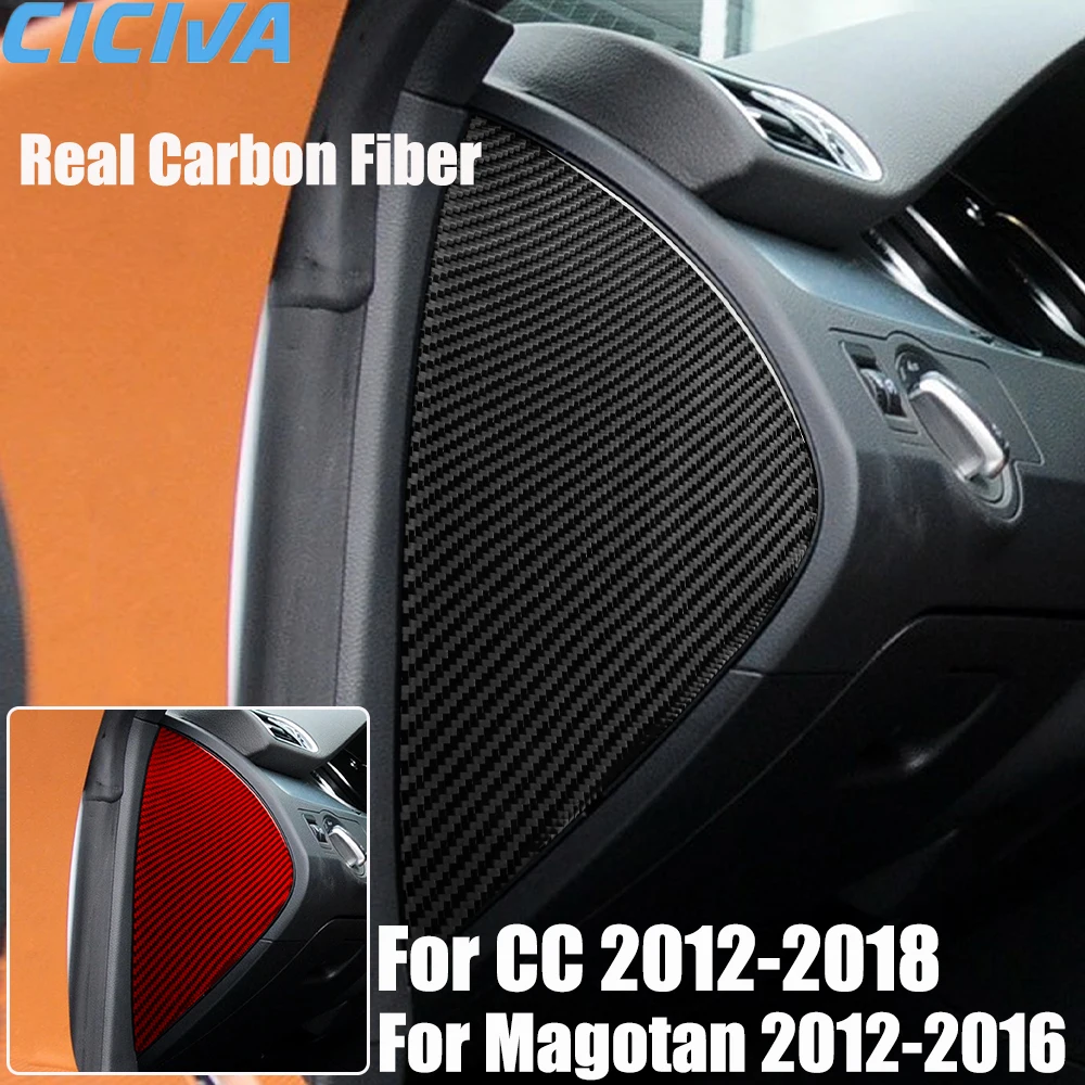 Real Carbon Fiber Car Accessories Door Buffer Panel Trim Cover Soft Sticker For Volkswagen CC 2012-2018 For Magotan 2012-2016