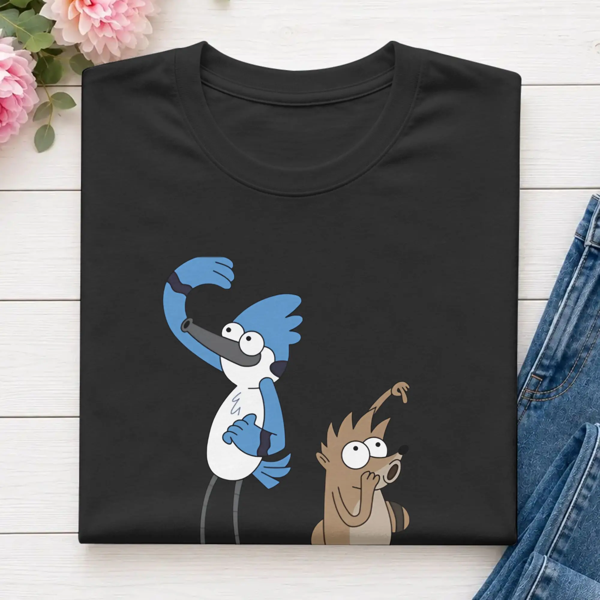 Mordecai And The Rigbys Regulars Shows Cotton T-Shirt For Men's Summer  Vintage T-Shirts Crewneck Tees Oversized Tops