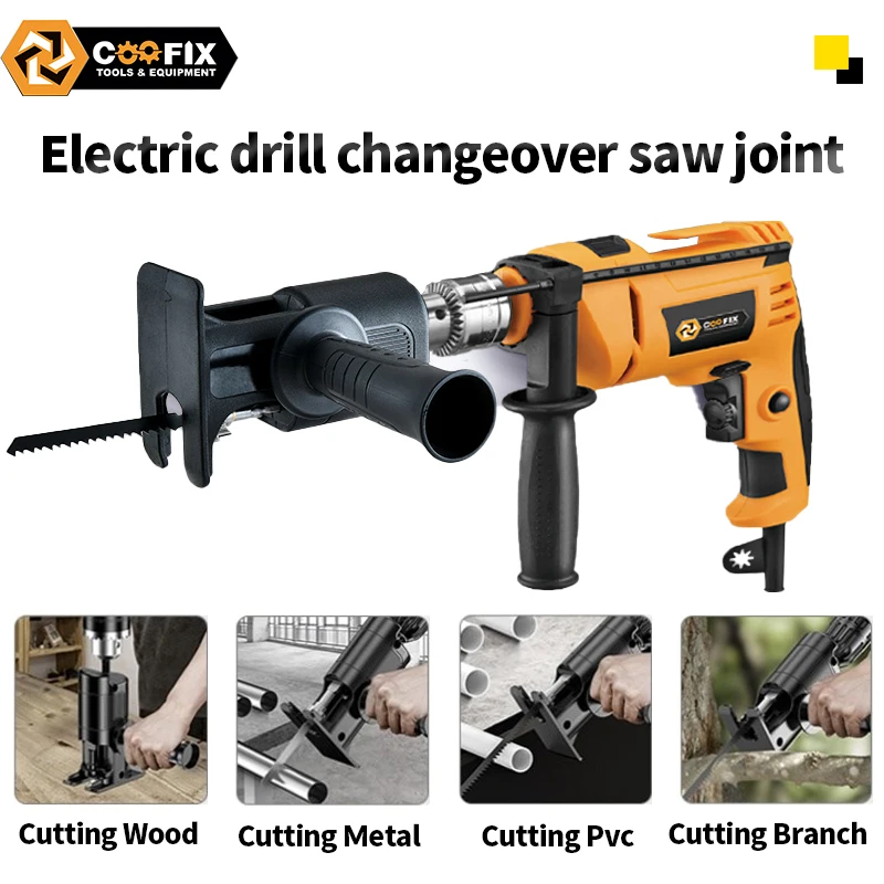 Coofix Portable Reciprocating Saw Adapter Electric Drill Modified  Power Tool Wood  Cutter  Machine Attachment