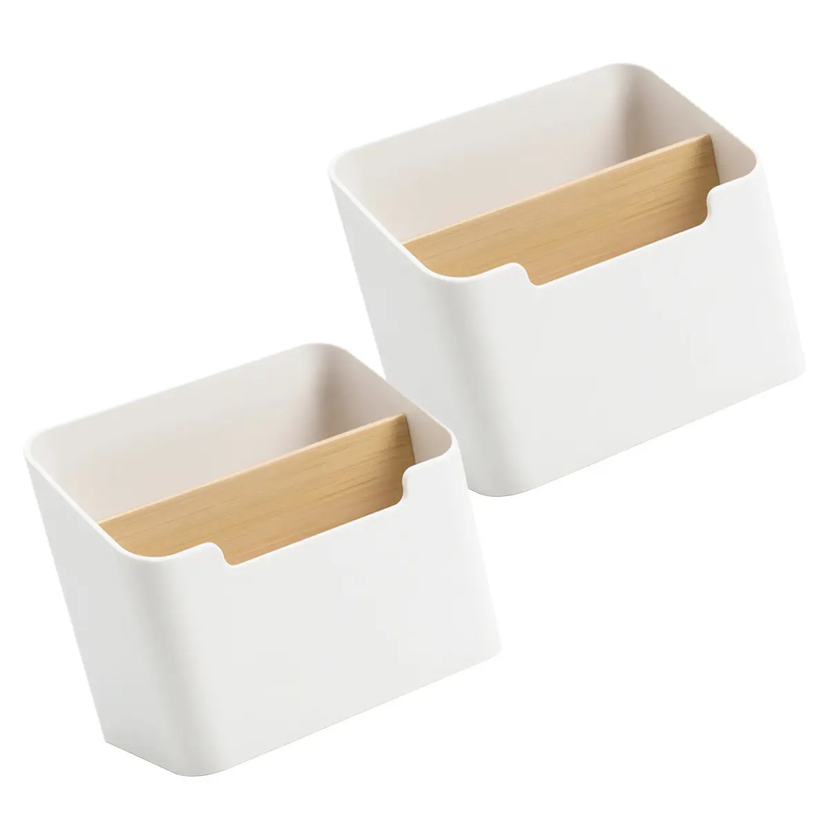 2Pcs Desk Pencil Holder Organizer with 2 Divided Compartments for Pens Pencils Makeup Brushes Lipstick Remote Controllers Home