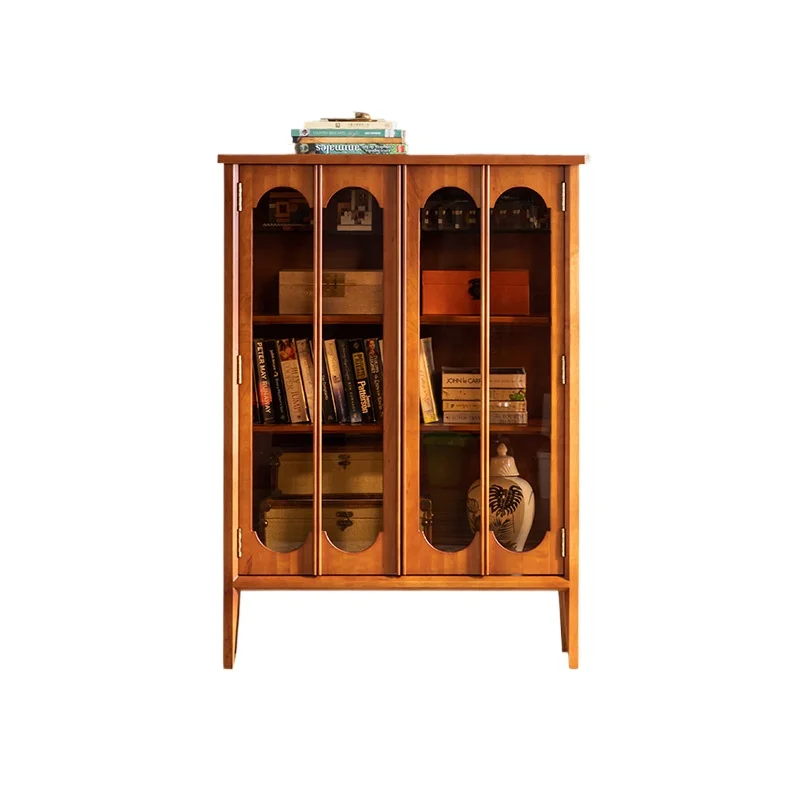 

Log solid wood dining side cabinet rattan glass porch retro locker living room TV cabinet side cabinet