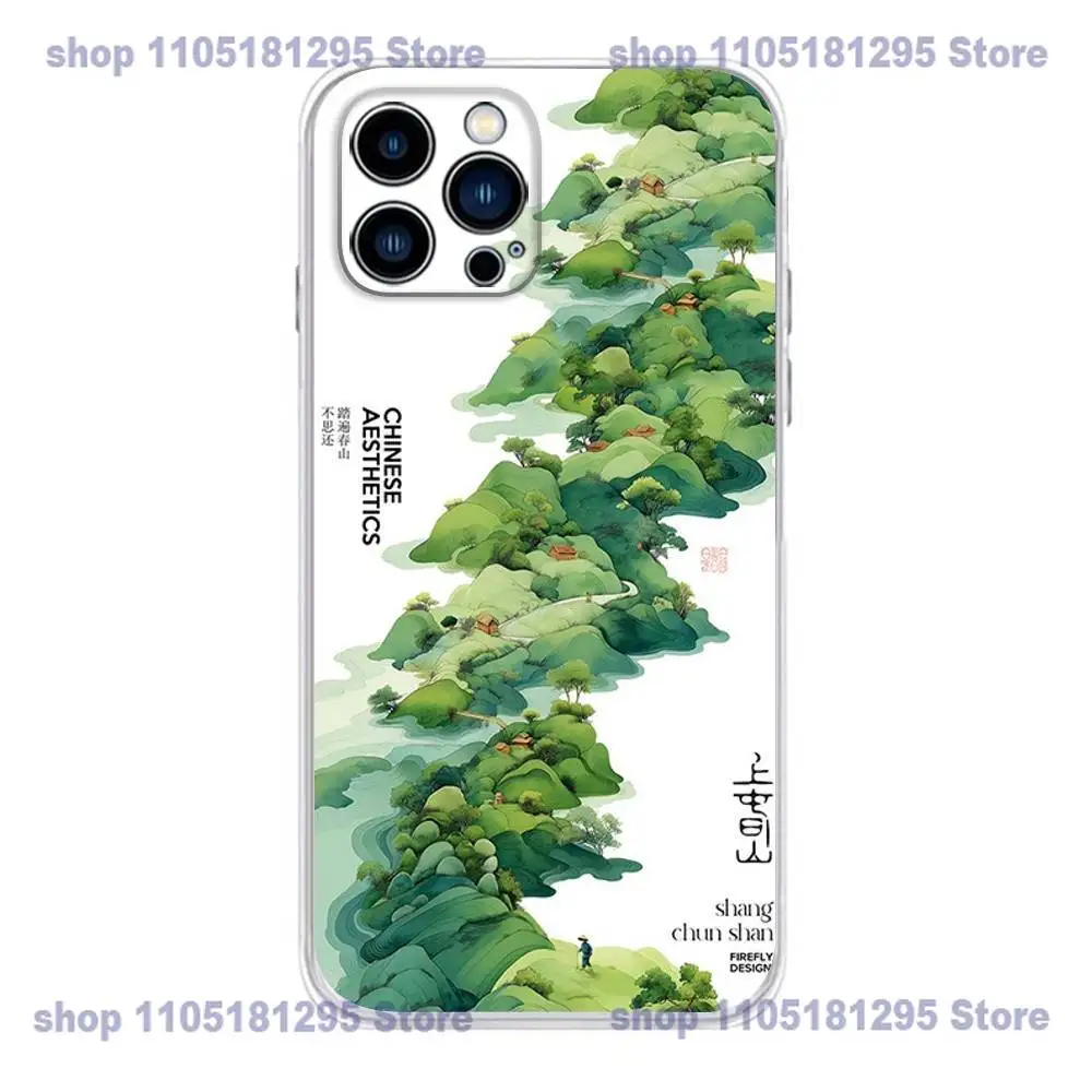 Green Green Tree Phone Case For iPhone 17,16,15,14,13,12,11 X,Plus,Pro,Max,XR,Plus,E,Mini Transparent Soft Cover