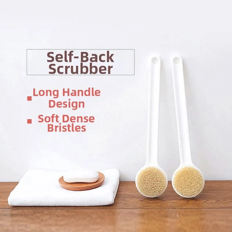 

Magic back scrubbing brush with long handle and soft bristles, self-cleaning body scrubber for back exfoliation