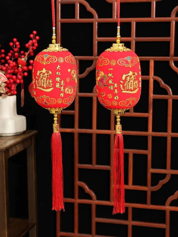 2 Buah Lentera Panjang Tahun Baru Imlek Dekorasi Meriah Pintu Utama Balkon Fu Keberuntungan Gantung Festival Musim Semi