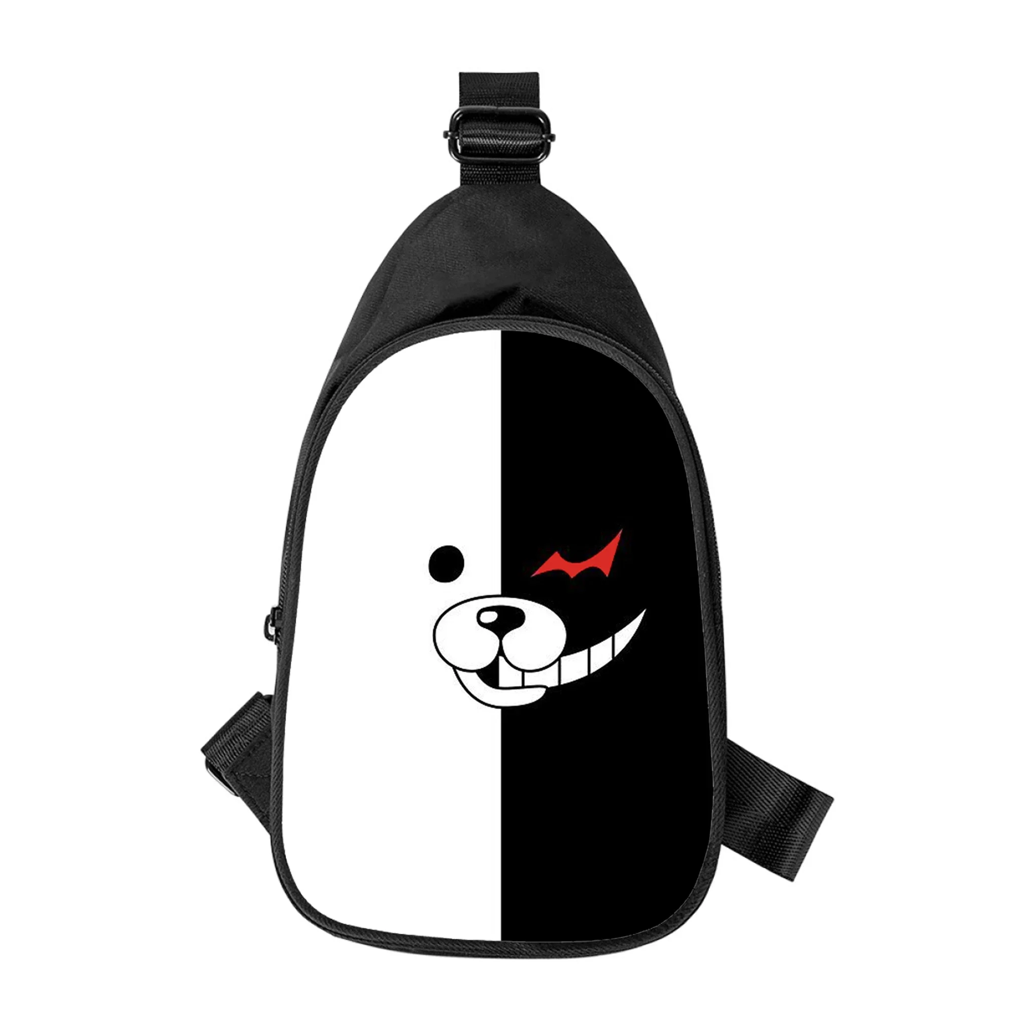 Danganronpa Monokuma Anime Print Cross Peito Bolsa para Homens e Mulheres, Bolsa de Ombro, Marido, Escola, Pacote de Cintura, Masculino, Novo, Diagonalmente