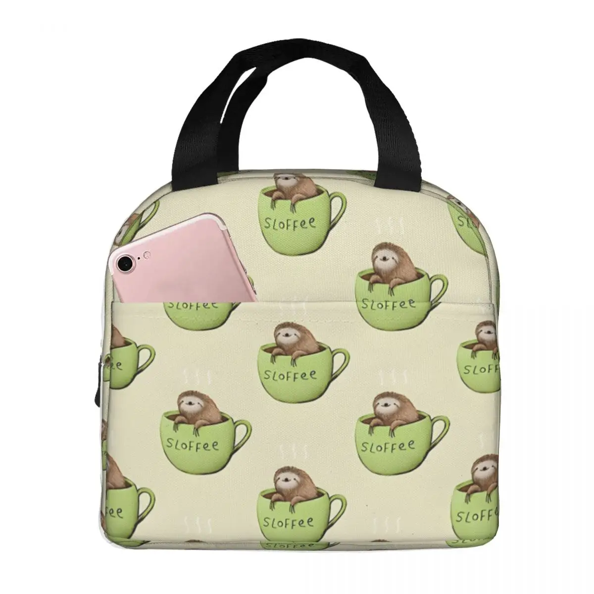 For Women Lunch Container Sloffee Portable Sloth ToteLunch BagSchool