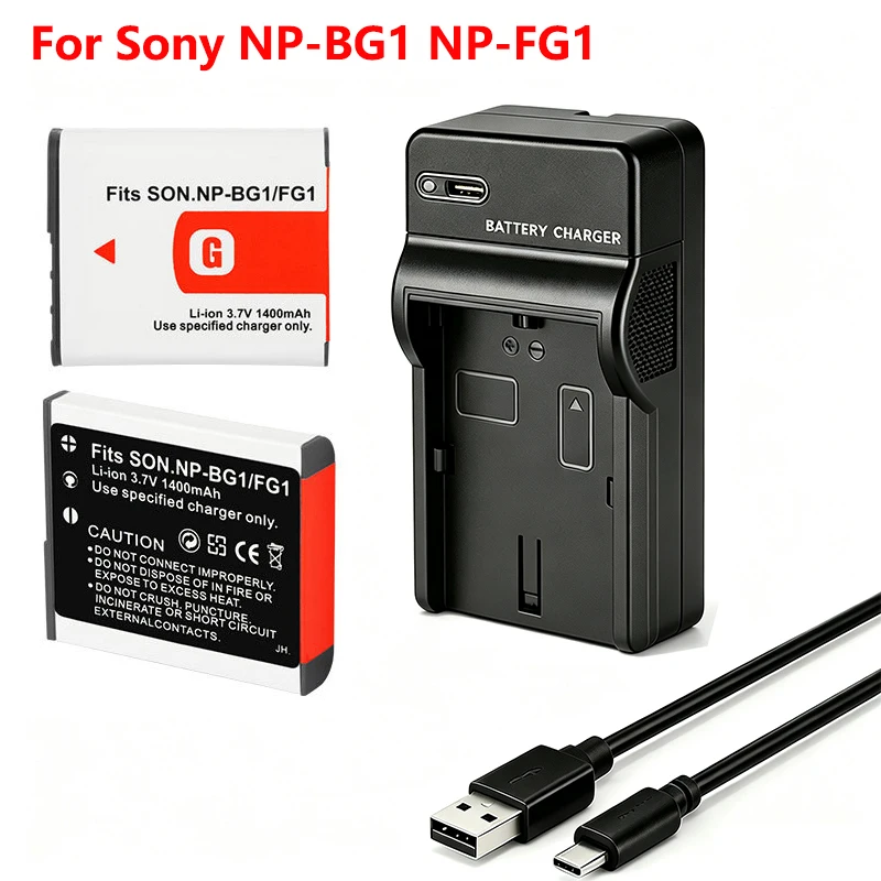 1400mAh NP-BG1 NP-FG1 NP BG1 FG1 Battery + USB Charger For Sony DSC-W100 DSC-WX1 DSC-H50 DSC-H55 DSC-H3 DSC-H7 H9 H10 H20 Camera
