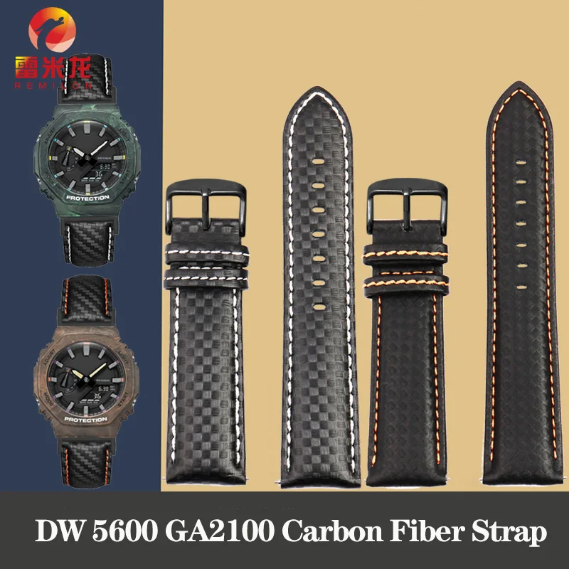 New Carbon Fiber Watchband For G-SHOCK Casio Black GA100 GA110 DW 5600 DW5600 GM2100 GA2100 GA2110 Modified Watch Band Strap