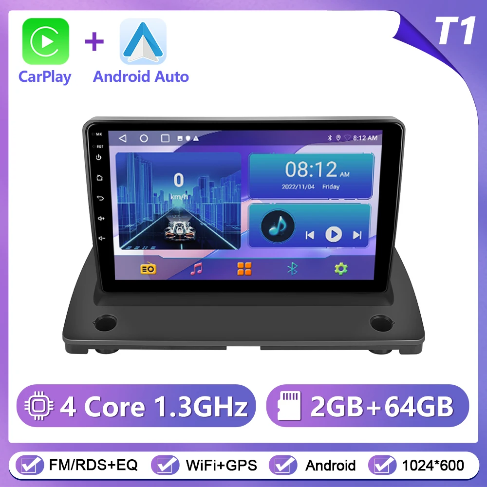 Podofo Draadloze CarPlay Android Auto Autoradio voor VOLVO XC90 2004-2013 GPS Navigatie 2Din Multimedia Autoradio stereo