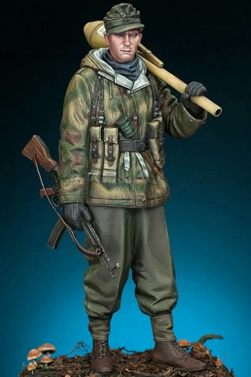 1/16 Maßstab Druckguss-Harz-Figurenmodellbausatz Deutscher Soldat der Leichten Infanteriedivision Einzelner Bausatz Unmontiert und Unbemalt