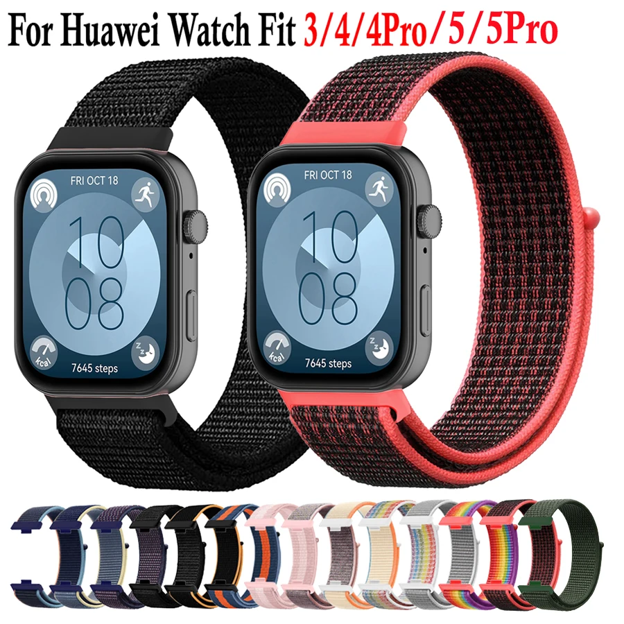 Correa de nailon para Huawei Watch Fit 3, 4, 5, 4 Pro, 5 Pro, Correa deportiva tejida para reloj inteligente, pulsera para Huawei Watch Fit 5, 4, 3