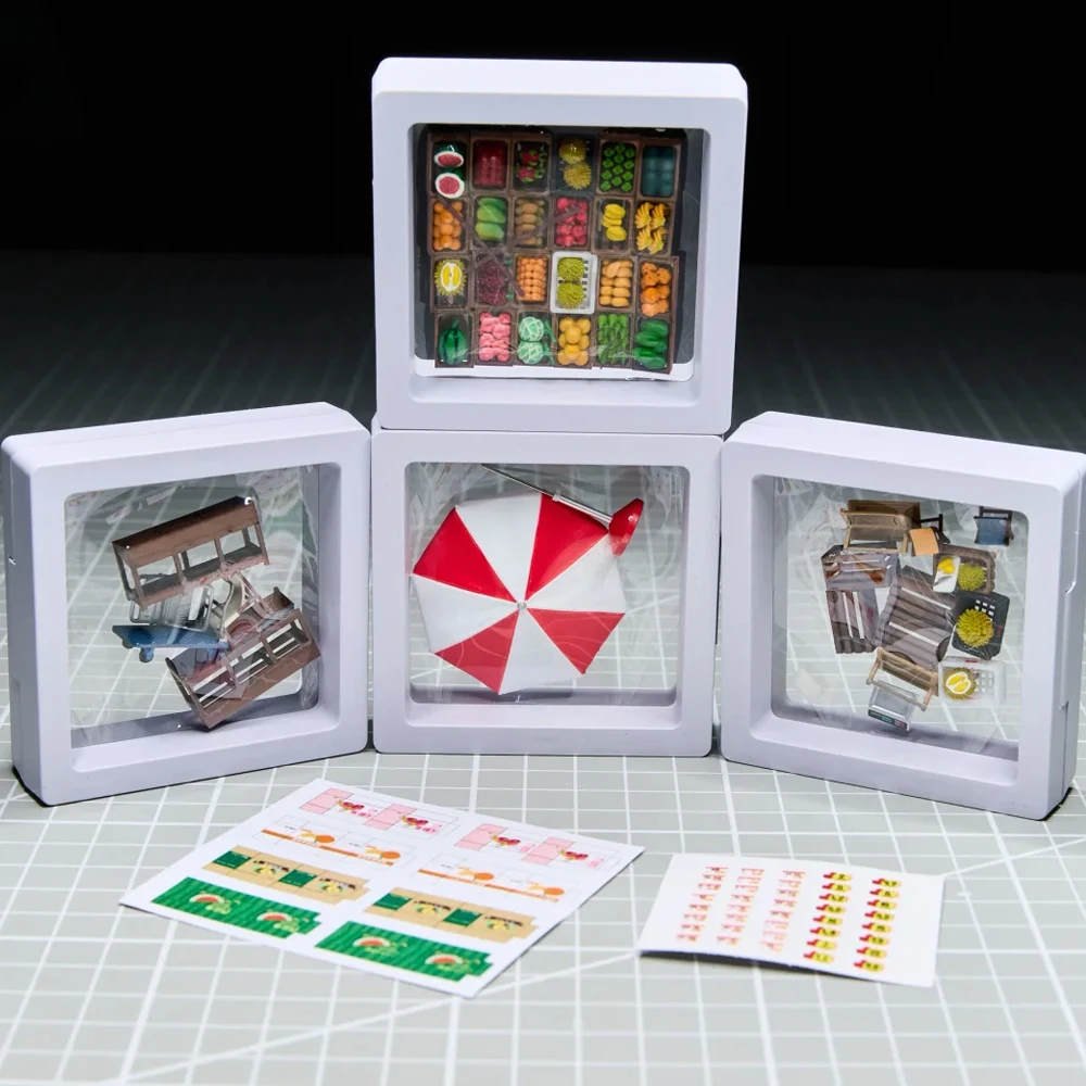 Kicarmod 1:64 conjunto de suporte de frutas impressão 3D material de resina cena em miniatura figura modelo ornamento