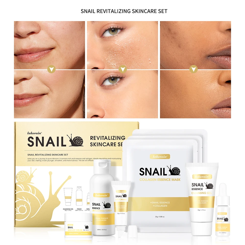 Snail Revitalizing Skincare Sst Promote Collagen Balance Oily Skin Moisturize Dry Skin Combat Aging Boost Radiance Face Care Set