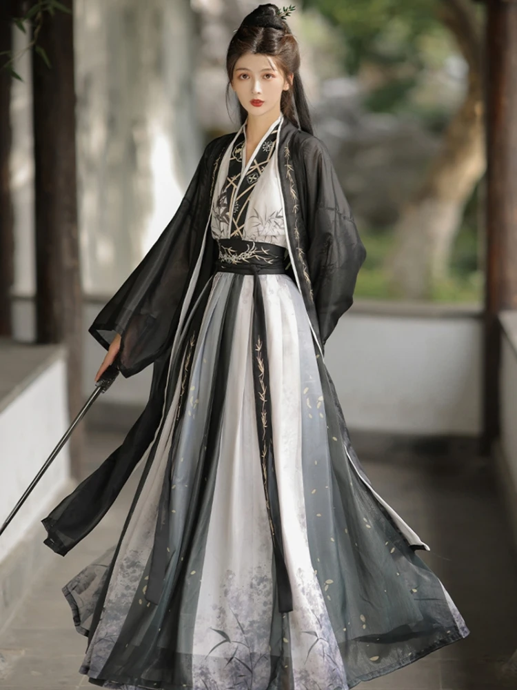 New Woman Chinese Traditional Hanfu Costume Oriental Vintage Swordsman Cosplay Clothing Lady Folk Fairy Dress for Performance