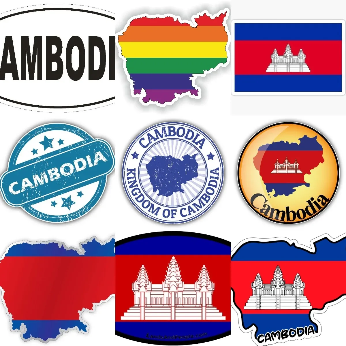 

Cambodia Flag Map Emblem Creative Waterproof Sticker for Decorate Table Car Motorcycle Off-road Helmet Camper Bumper Decal