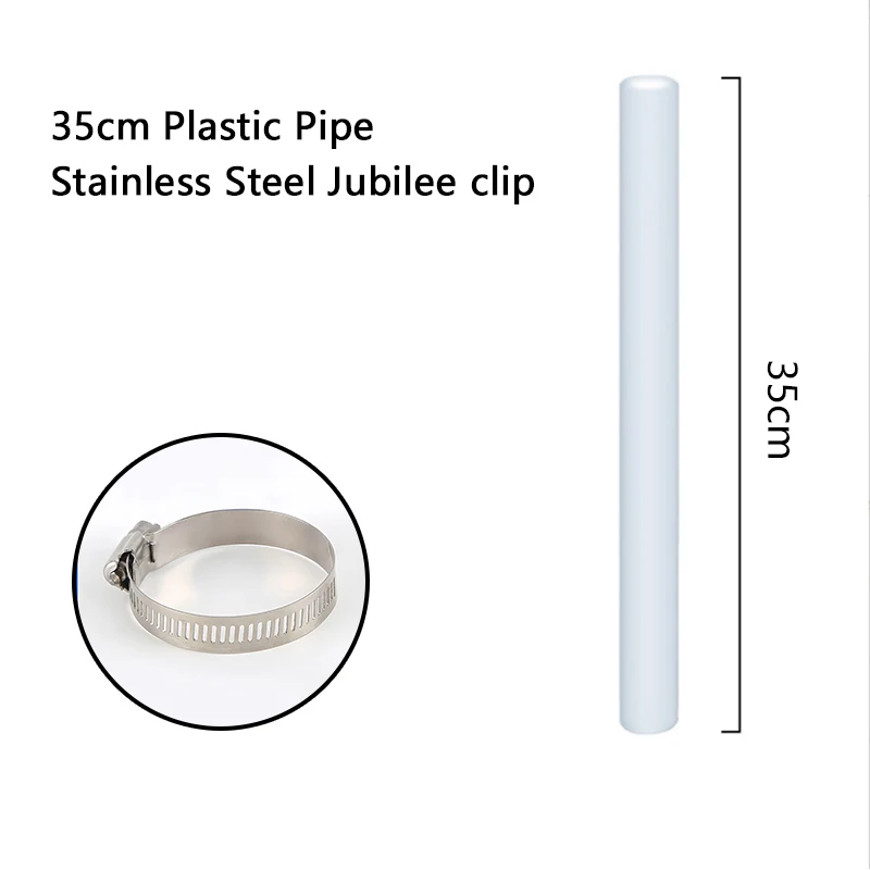1kit Caravan Water Inlet Hose Pipe With Stainless Steel Throat Clamp 35cm PVC Water Pipe With Clip Straightener For Waste Water