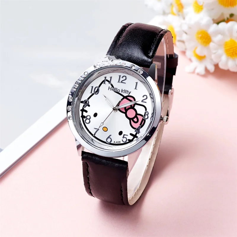

Детские кварцевые часы Sanrio Hello Kitty с рисунком аниме, силиконовый ремешок, студенческие часы, подарок на день рождения, игрушка