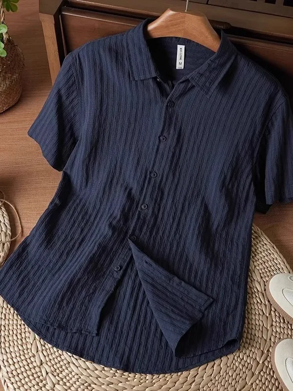 

Cool Smooth Summer Men's Short Sleeve Shirt Casual Thin Style Chinese Half Sleeve Casual Fashionable Top Breathable Youth ...