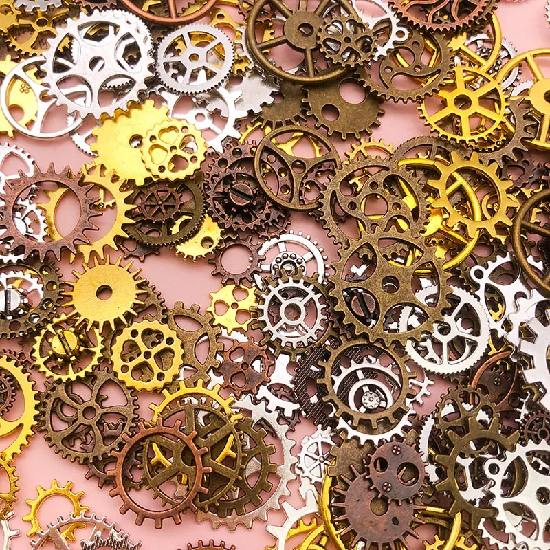 Random 30/50g Mix Color Mix Size Metal Mechanical Steampunk Cogs Gears Charms Pendant for DIY Jewelry Making Findings