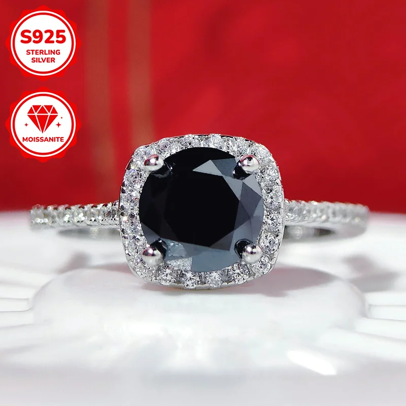 1pc 0.5/1Carat The Moissanite Ring Is Made of S925 Silver, It Is Suitable for Punk, Retro or Dignified Elegance.