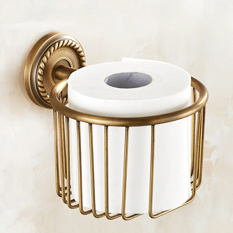 

Bathroom All Copper Antique Tissue Rack Bathroom Shelf Tissue Basket Toilet Roll Rack Toilet Toilet Paper Box