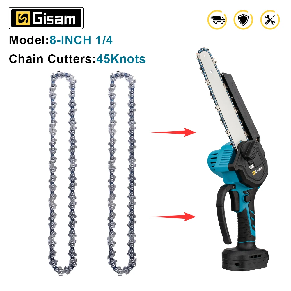 Gisam Juego de 2 Cadenas para Motosierra de 8 Pulgadas, 1/4", 45 Eslabones de Transmisión, Juego de Cadenas para Mini Motosierra