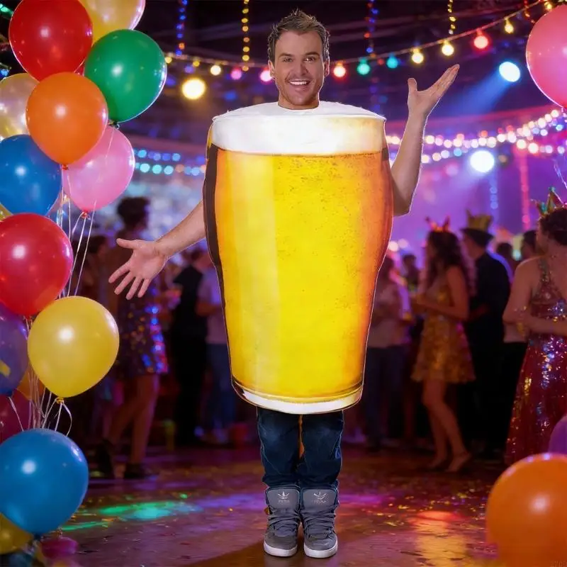 Yellow Beer Stein Costume For Role Playing Adults Practical Polyester Cospaly Suit Perfect For Festive Occasion