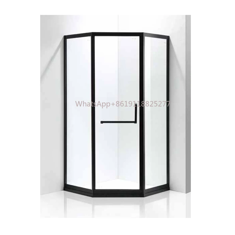 Bath Sliding Glass Door Shower Room Enclosure Luxury Custom Matte Black Diamond Shape Shower