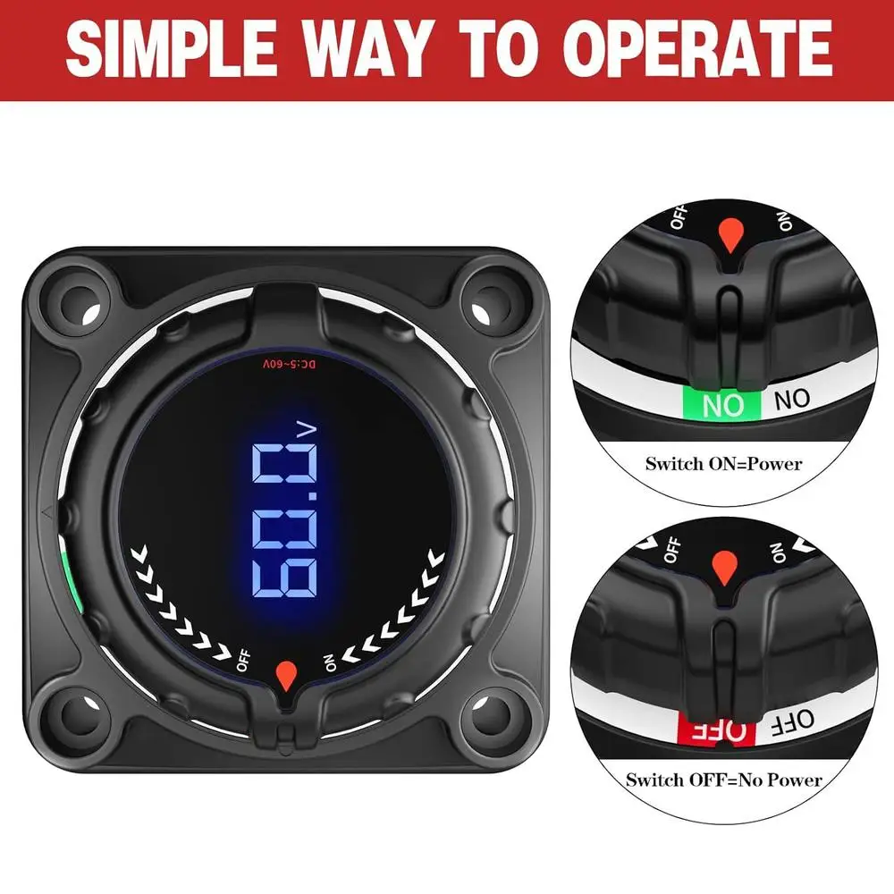 

Battery Disconnect Switch with Display Solar Equipment 12V Split Charge Intelligent Isolator Cut Off Switch for Car RV Yacht