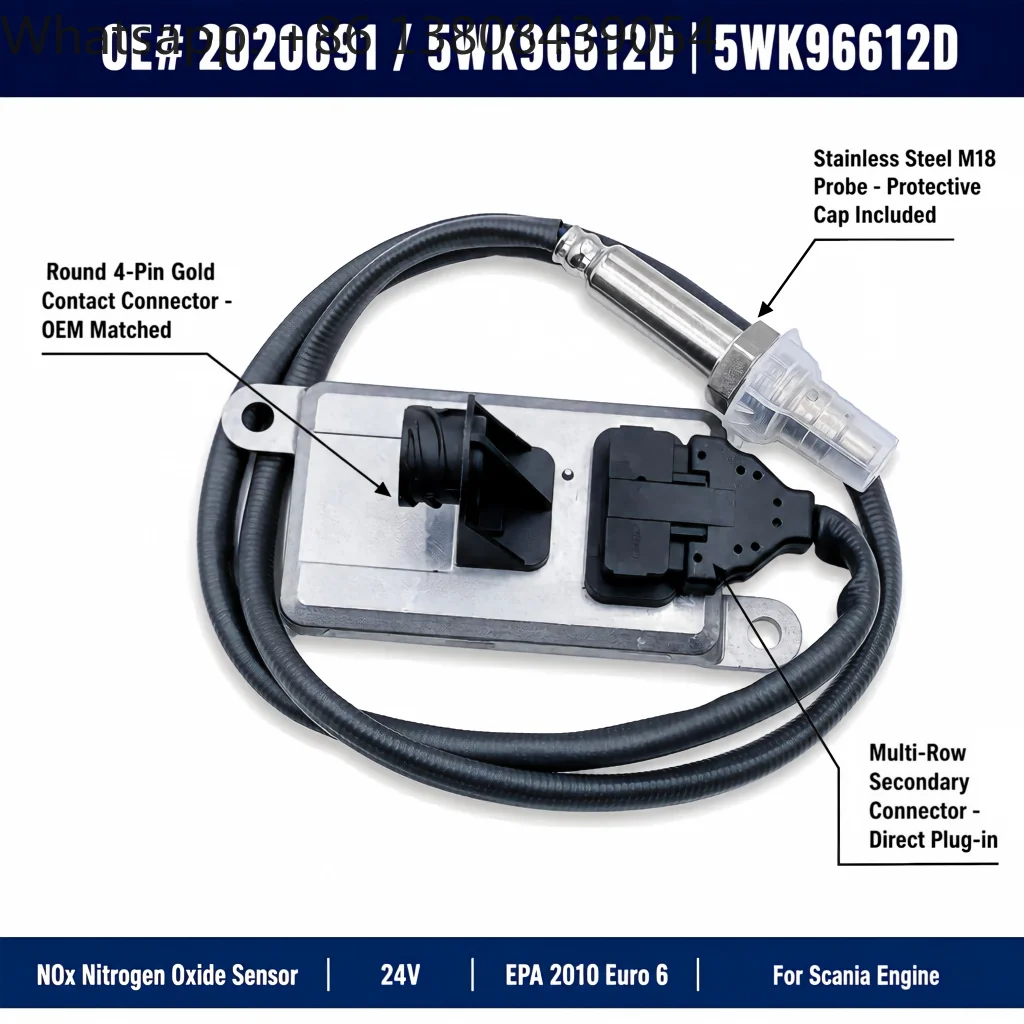 New Nitrogen Oxygen Sensor 2020691  5WK96612D for Scania Engine Truck 24V  NOx Sensor