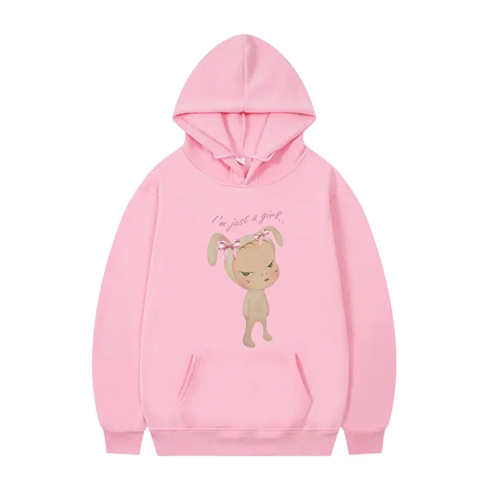 Yoshitomo Nara Bunny Girl I'm Just A Gire Graphic Hoodie Male Fashion Art Aesthetic Pullover Men Women Casual Oversized Hoodies