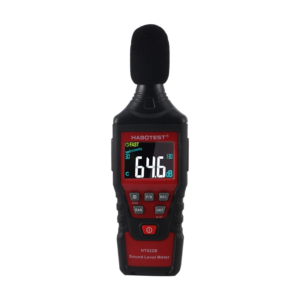 HABOTEST HT622B Digital Sound Level Meter Noise Volume Monitoring Tester 30-130 Decibel Gauge Meter Measurement