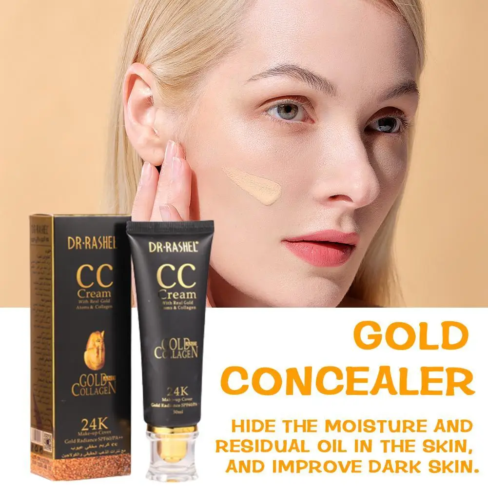 Dr Rashel-Crema de colágeno de oro de 24k, crema Natural PA ++, cobertura de brillo de Base completa, crema FPS 60, maquillaje líquido Radianc U0D7