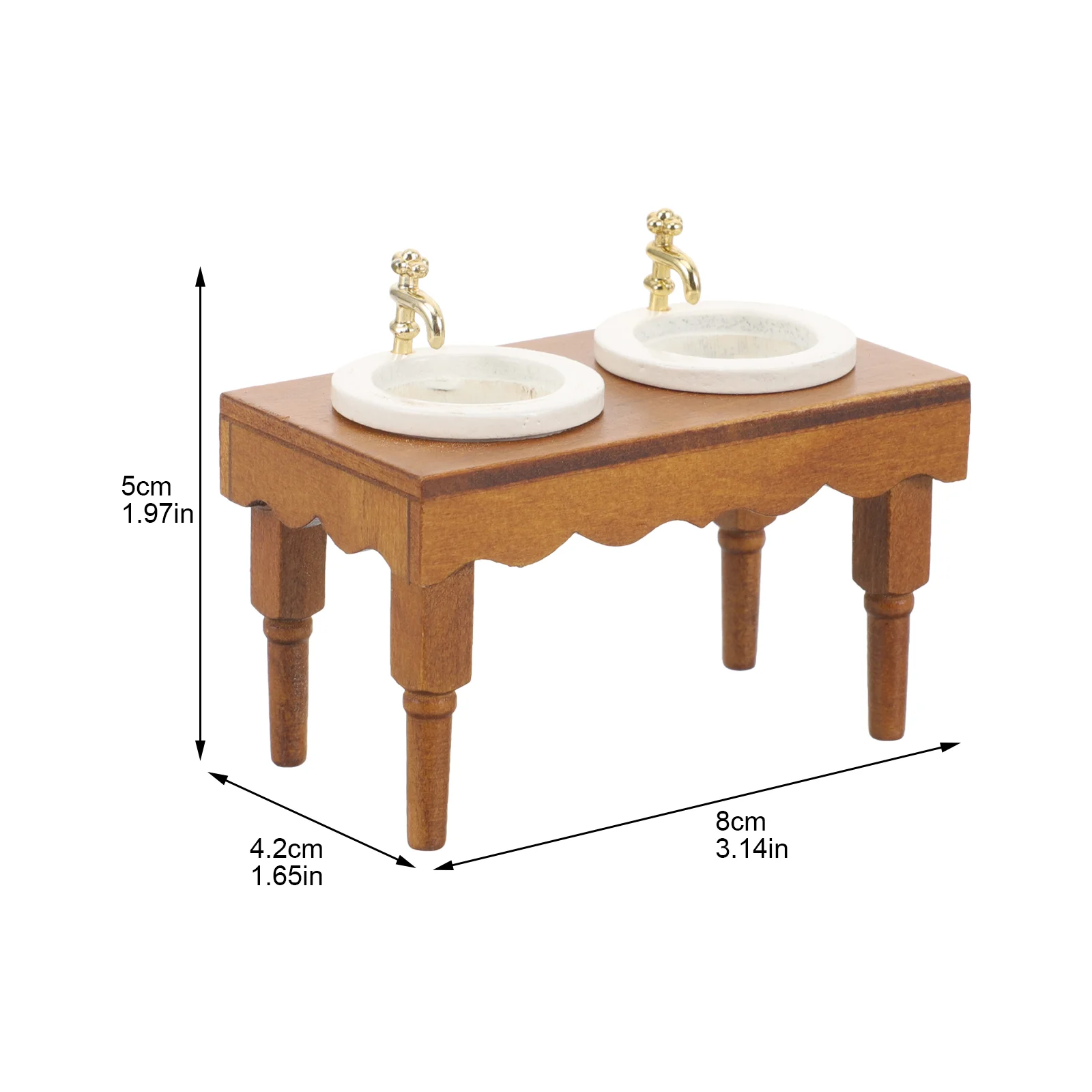 Mini Badkamermeubels Miniatuur Houten Wastafel Lichtbruin Huisaanbod Realistisch Vakmanschap Ontwerp Mini Home